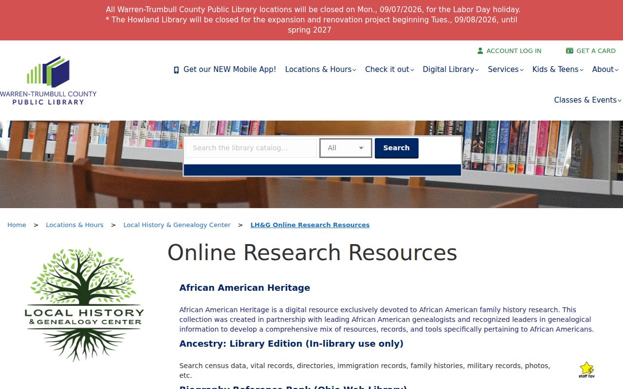 Trumbull County city directory companion resources from WTCPL online genealogy collections