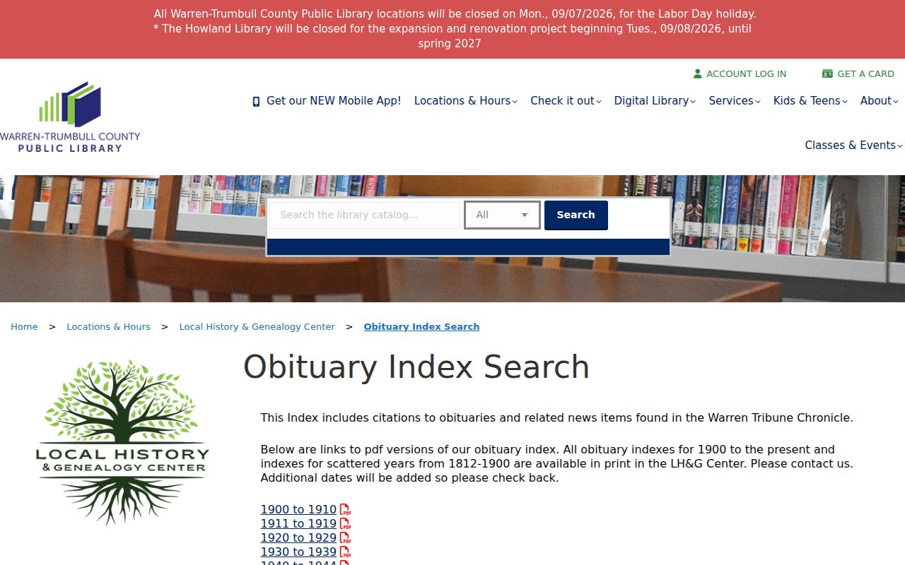 Trumbull County city directory companion research in the Warren obituary index