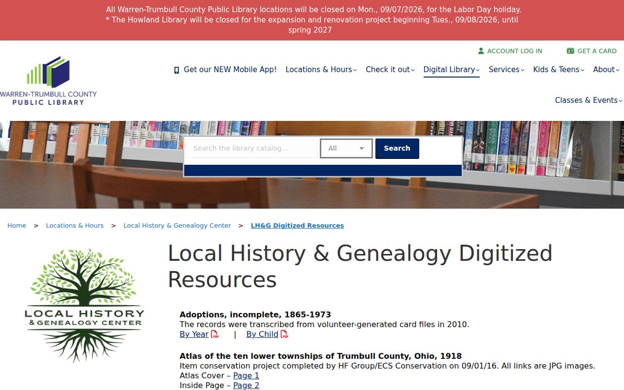 Trumbull County city directory map and digitized resource research