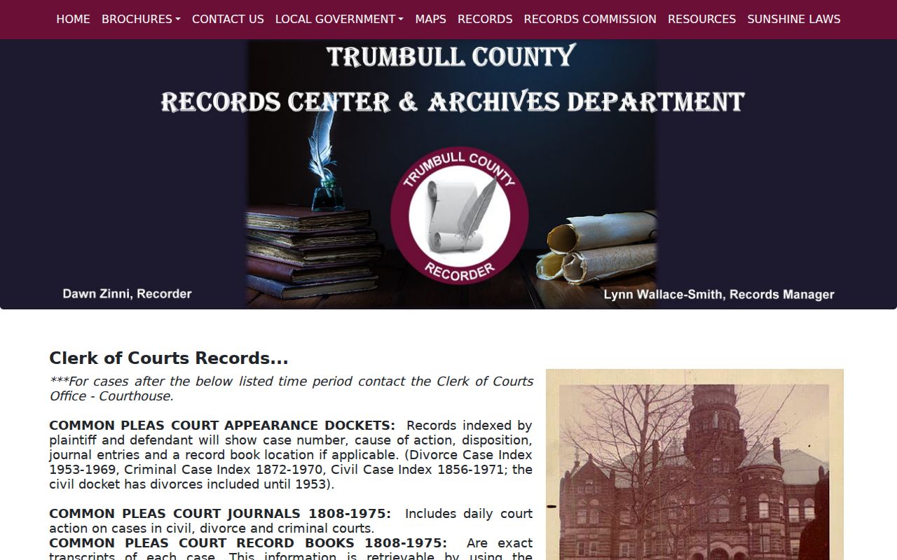 Trumbull County previous residents research using historical court records