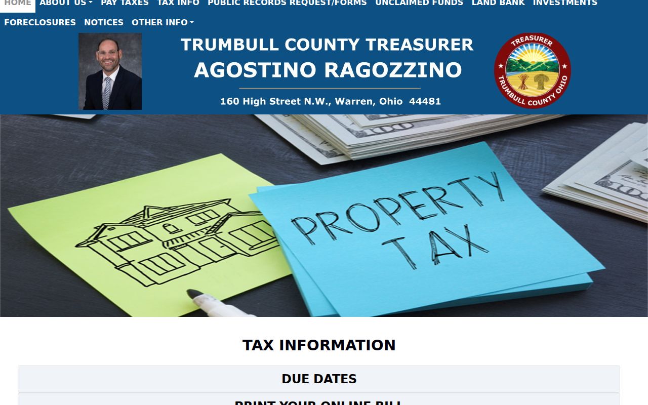 Trumbull County street directory Treasurer property tax search
